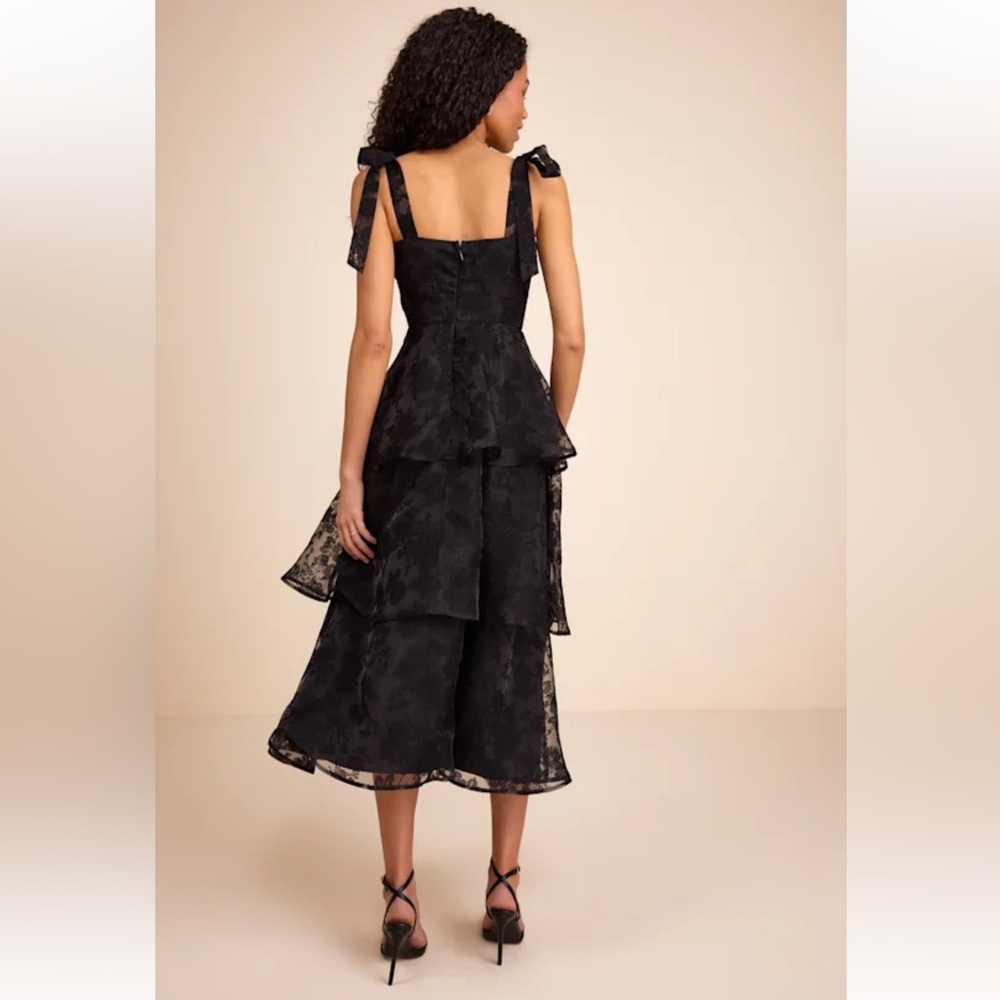 Lulu's Black Floral Midi Dress - Picture 2 of 4